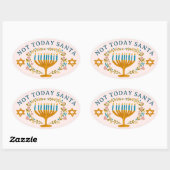 Sticker Ovale HANOUKKA PAS AUJOURD'HUI PÈRE NOËL Funny Floral de (Feuille)