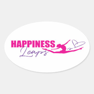 Sticker Ovale Happiness leaps heart leapping girl pink purple