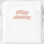 Sticker Ovale HAPPY Anniversary : Elegant Texte Couleur Arrière (Sac)
