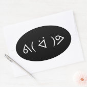 Sticker Ovale Happy Gary ᕕ( ᐛ )Meme Emoticon Text Art (Enveloppe)