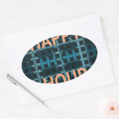 Sticker Ovale Happy Hour Texte bleu Vector Art Imprimer (Enveloppe)