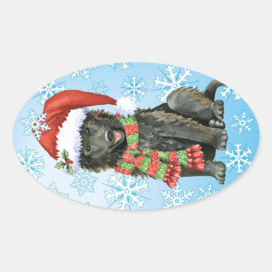 Sticker Ovale Happy Howlidays Belgian Sheepdog