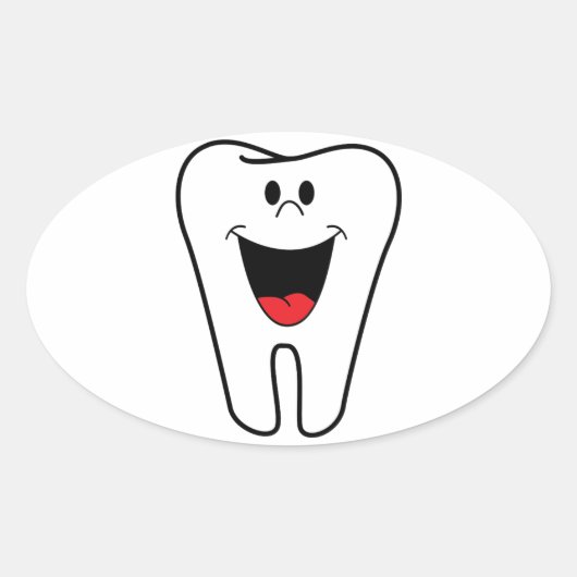 Sticker Ovale Happy teeth customizable for your Dental practice (Devant)