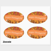Sticker Ovale Happy Thanksgiving (Feuille)