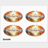 Sticker Ovale Happy Thanksgiving (Feuille)