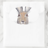 Sticker Ovale Hare lapin aquarelle animal forêt (Sac)