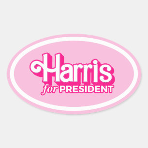 Sticker Ovale Harris pour le président Pink Style