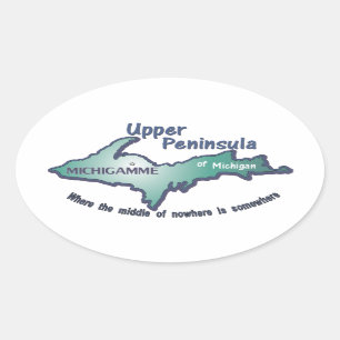 Sticker Ovale Haut de la péninsule Michigamme au milieu de nulle