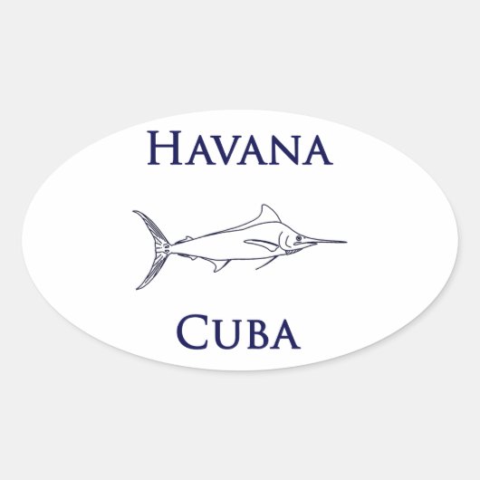 Sticker Ovale Havana Cuba Blue Marlin (Devant)