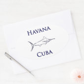Sticker Ovale Havana Cuba Blue Marlin (Enveloppe)