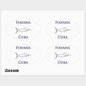 Sticker Ovale Havana Cuba Blue Marlin (Feuille)