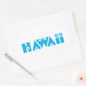 Sticker Ovale Hawaï en fleurs bleues (Enveloppe)