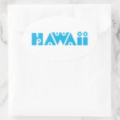 Sticker Ovale Hawaï en fleurs bleues (Sac)