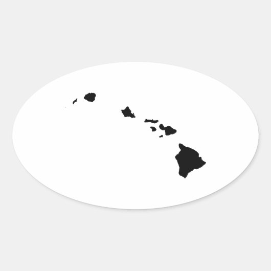 Sticker Ovale Hawaii en noir et blanc (Devant)