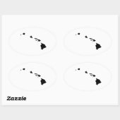 Sticker Ovale Hawaii en noir et blanc (Feuille)