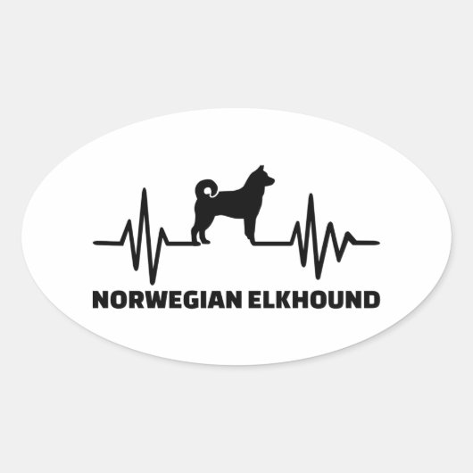 Sticker Ovale Heartbeat Norvégien Elkhound (Devant)