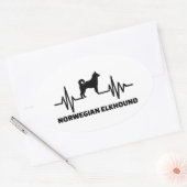 Sticker Ovale Heartbeat Norvégien Elkhound (Enveloppe)