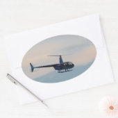 Sticker Ovale Hélicoptère R44 rouge et blanc (Enveloppe)