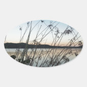 Sticker Ovale Herbes au lac Sunset (Devant)