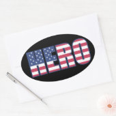 Sticker Ovale Hero américain Drapeau Étoiles rayures rouge blanc (Enveloppe)