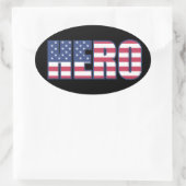 Sticker Ovale Hero américain Drapeau Étoiles rayures rouge blanc (Sac)
