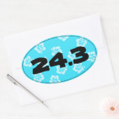 Sticker Ovale Heure de fin de course de marathon Hibiscus bleu - (Enveloppe)