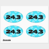Sticker Ovale Heure de fin de course de marathon Hibiscus bleu - (Feuille)