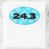 Sticker Ovale Heure de fin de course de marathon Hibiscus bleu - (Sac)