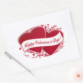 Sticker Ovale Heureuse Sainte-Valentin ! Coeurs rouges (Enveloppe)