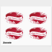 Sticker Ovale Heureuse Sainte-Valentin ! Coeurs rouges (Feuille)