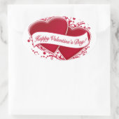 Sticker Ovale Heureuse Sainte-Valentin ! Coeurs rouges (Sac)
