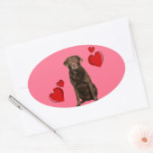 Sticker Ovale Heureuse Sainte-Valentin du chocolat du Labrador (Enveloppe)