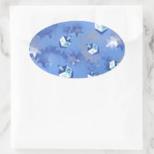 Sticker Ovale Heureux Hanoukka Falling Star et Dreidels (Sac)