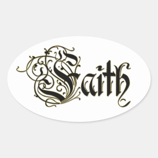 Sticker Ovale Heureux or la foi chrétienne croix jésus (Devant)