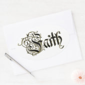 Sticker Ovale Heureux or la foi chrétienne croix jésus (Enveloppe)