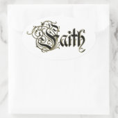 Sticker Ovale Heureux or la foi chrétienne croix jésus (Sac)