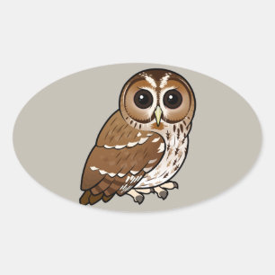 Sticker Ovale Hibou fauve de Birdorable