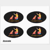 Sticker Ovale "High Five with Bestie" (Feuille)