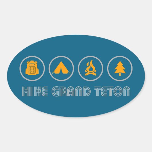 Sticker Ovale Hike Grand Teton National Park (Devant)