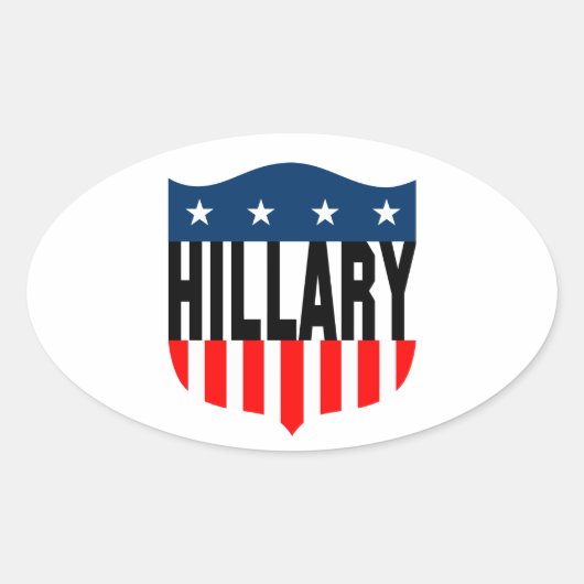 Sticker Ovale hillary clinton étoiles et rayures (Devant)