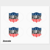 Sticker Ovale hillary clinton étoiles et rayures (Feuille)