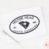 Sticker Ovale Hilton Head Caroline du Sud Drapeau Carte Marine S (Enveloppe)