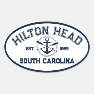 Sticker Ovale Hilton Head Island SC Navy Crossed Oars Ancre