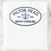 Sticker Ovale Hilton Head Island SC Navy Crossed Oars Ancre (Sac)