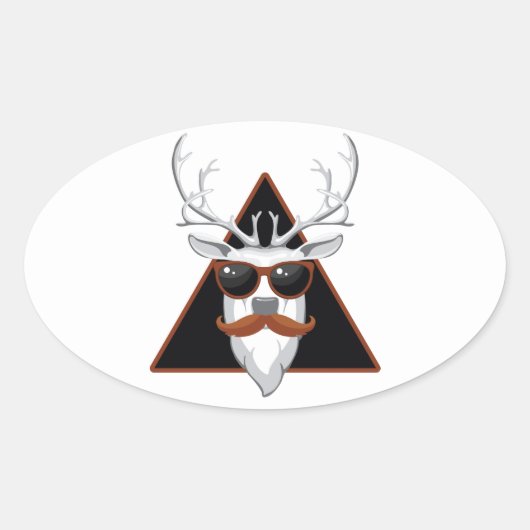 Sticker Ovale Hipster Antler Art (Devant)