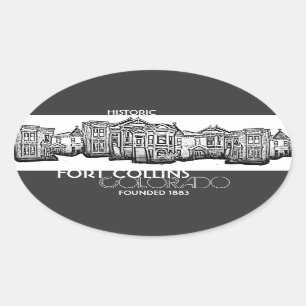Sticker Ovale Historique Fort Collins Colorado vieux ville autoc