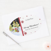 Sticker Ovale Hivernal Whimsy mignonne bébé pingouin dans l'étoi (Enveloppe)