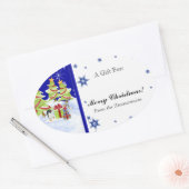 Sticker Ovale Hivernal Whimsy mignonne bébé pingouin dans l'étoi (Enveloppe)