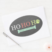 Sticker Ovale Ho Ho Ho Paw Empreinte de patte Noël - Multi (Enveloppe)
