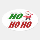 Sticker Ovale Ho Ho Ho Santa Claus Typographie de Noël (Devant)